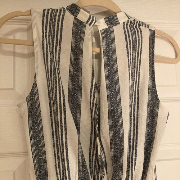 Monteau blue and white stripe crop-length wide-leg jumpsuit