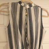 Monteau blue and white stripe crop-length wide-leg jumpsuit