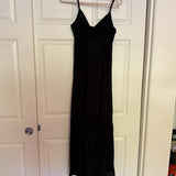 Olivaceous Spaghetti Strap Tie Front Maxi Dress in Black