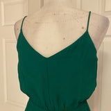 Topshop Tapered Leg Spaghetti Strap V-Neck Jumpsuit in Emerald Green