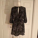 Lush Black and White Abstract Graphic Print 3/4 sleeve mini dress