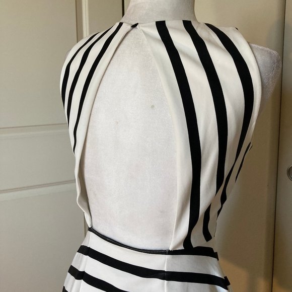 Zara Trafaluc Striped Open Back Mini Dress