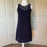 J. Crew Navy Laser Cut Floral Shift Dress