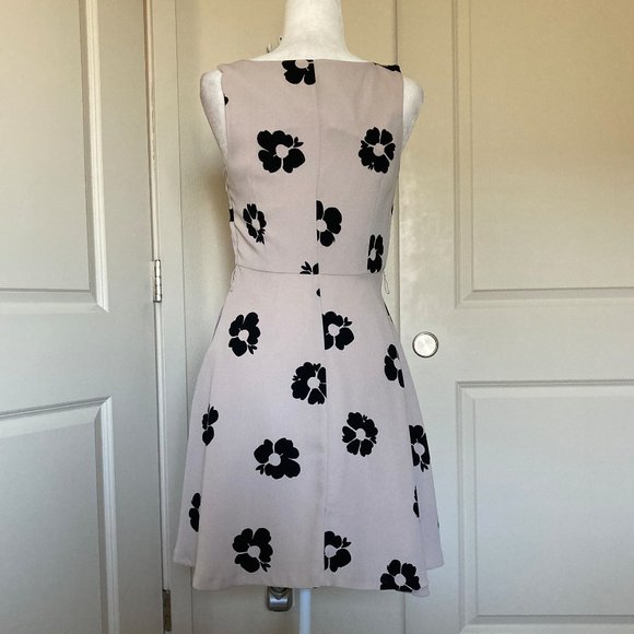 Lauren Conrad Beige/Tan Dress Black Floral Pattern