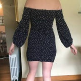 Bardot by Urban Outfitters Navy Polka Dot Off-Shoulder mini dress