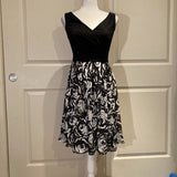 WHBM Sleeveless Rose Print Fit And Flare Dress