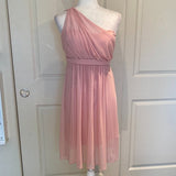 David's Bridal One-Shoulder Chiffon Bridesmaid Dress in Blush Pink F15607