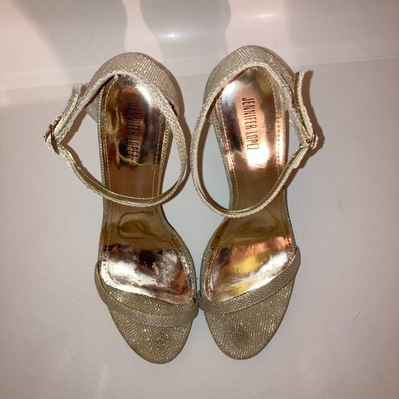 J. Lo Cozette Sparkle Heel Ankle Strap Stilettos