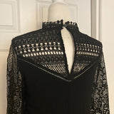 En Creme for VICI black crochet long-sleeve mini dress