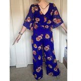 Royal Blue Floral Wide Leg Jumpsuit