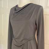 Topshop Asymmetric Crepe Drape Mini Faux Wrap Dress in Gray