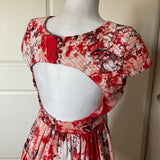 Parker- Red & White Floral Silk Cap Sleeve Dress