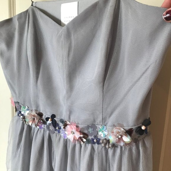Lauren Conrad Strapless Blue Tulle Maxi Dress Sz 6