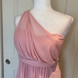 David's Bridal One-Shoulder Chiffon Bridesmaid Dress in Blush Pink F15607