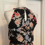 ELLE Floral Chiffon Hi-Low Maxi Dress in Black Floral