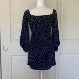 Bardot by Urban Outfitters Navy Polka Dot Off-Shoulder mini dress