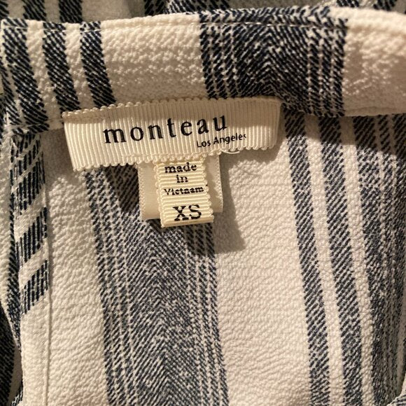 Monteau blue and white stripe crop-length wide-leg jumpsuit