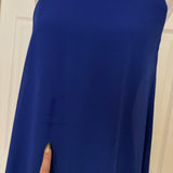 Vince Camuto Blue Zippered Sheer Lined Sleeveless Mock Neck Dress