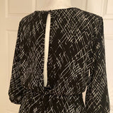 Lush Black and White Abstract Graphic Print 3/4 sleeve mini dress