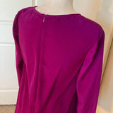 WAYF Magenta Crepe Shift Dress Long Sleeve