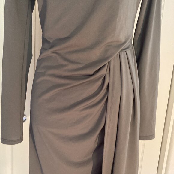 Topshop Asymmetric Crepe Drape Mini Faux Wrap Dress in Gray
