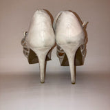J. Lo Jade Greige Strappy Gold Studded Platform Stiletto Heels