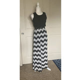 Heartsoul Black & White Chevron Chiffon Long Maxi Dress