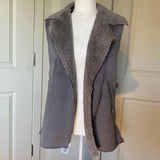 NWT Love Token Long Gray Zipper Fleece-lined Vest