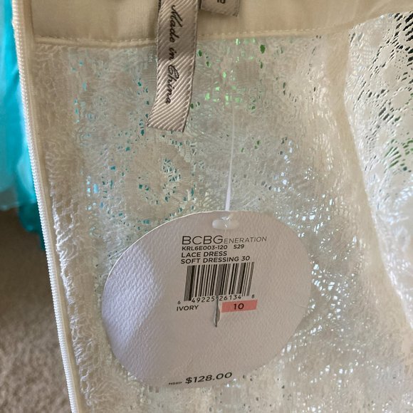 NWT BCBGeneration Cap Sleeve Lace Dress in Ivory
