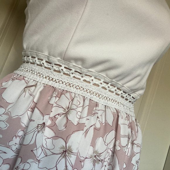 White and Pink Floral Romper