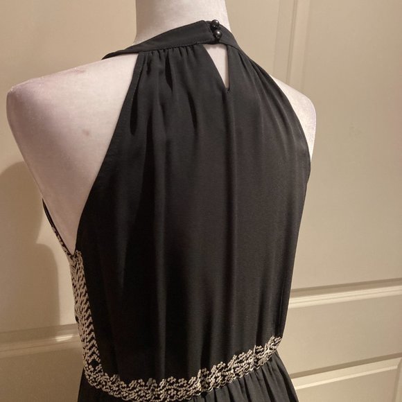 Anthropologie THML Kahmeelah Black Embroidered Maxi Dress Sz S