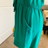Greylin Silk Ruffle Racerback Dress Emerald
