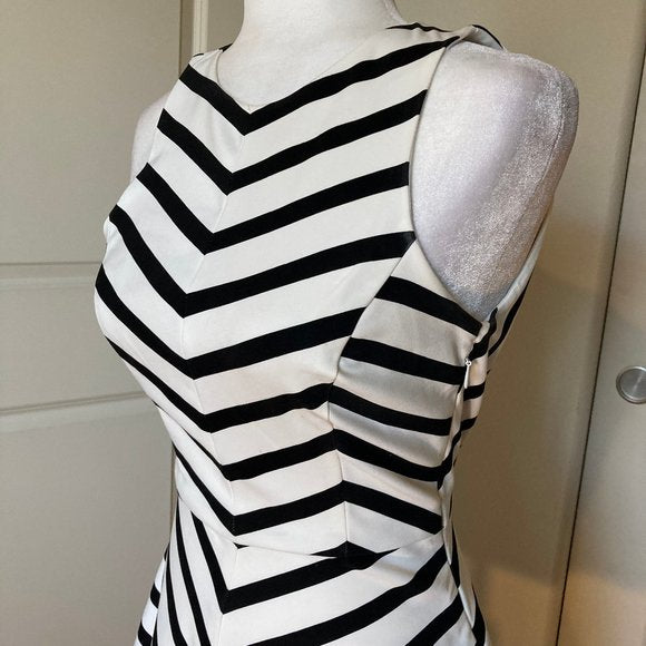 Zara Trafaluc Striped Open Back Mini Dress