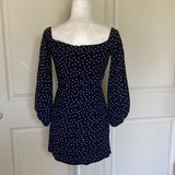 Bardot by Urban Outfitters Navy Polka Dot Off-Shoulder mini dress