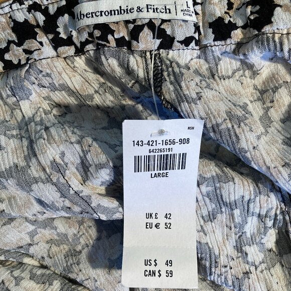 NWT Abercrombie & Fitch Ruffle Hem Mini Skort - Black Floral