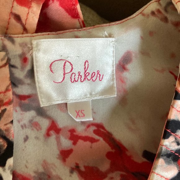 Parker- Red & White Floral Silk Cap Sleeve Dress