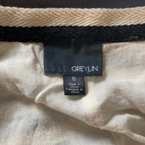 Greylin (Anthropologie) Knit Navy Blue & Cream Striped Skater Skirt Size 0