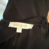Olivaceous Spaghetti Strap Tie Front Maxi Dress in Black