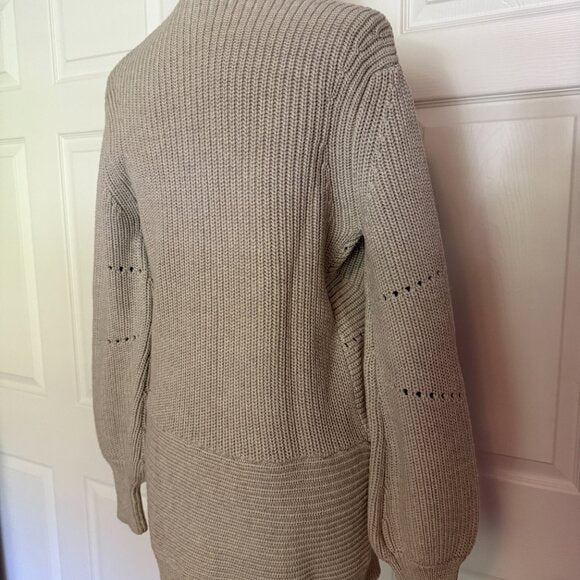 Aritzia Wilfred Darcey Open Cardigan Sweater in Beige Tan Khaki Nude