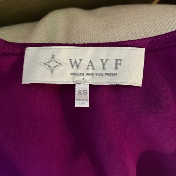 WAYF Magenta Crepe Shift Dress Long Sleeve