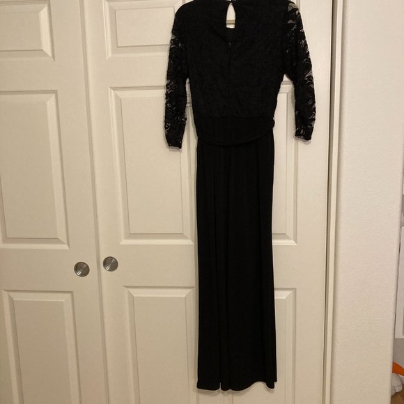 NWT Apt. 9® Lace-Bodice 3/4 Sleeve Jumpsuit in Black Lace