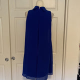 Vince Camuto Blue Zippered Sheer Lined Sleeveless Mock Neck Dress