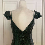 NWT Theia Floor-Length Sequin Gown in Hunter Green
