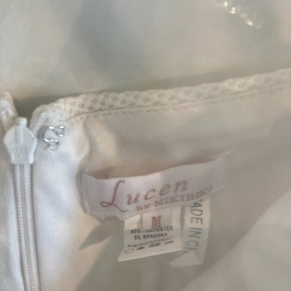 Lucen by Nikibiki Bodycon Off-Shoulder Strappy Mini-Dress in White
