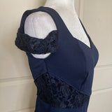 NWT - Enfocus Studios Navy Blue Cold Shoulder Hi-Lo Midi Dress