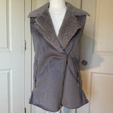 NWT Love Token Long Gray Zipper Fleece-lined Vest