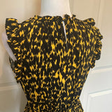 Leopard Print Sleeveless Keyhole Back Frill Ruffle Midi Hi-Lo dress
