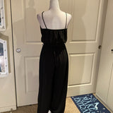 Black wide-leg spaghetti strap v-neck Jumpsuit with belt