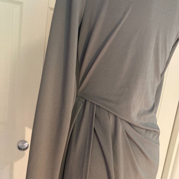 Topshop Asymmetric Crepe Drape Mini Faux Wrap Dress in Gray