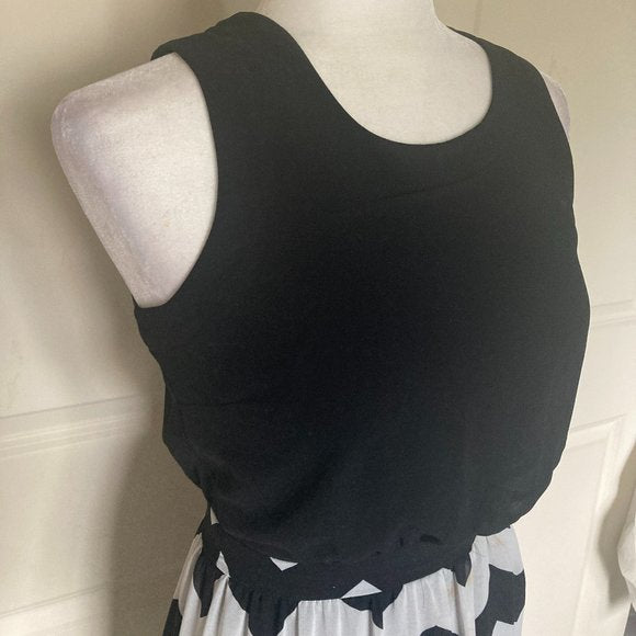 Heartsoul Black & White Chevron Chiffon Long Maxi Dress